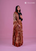 Brown Abstract Printed Chanderi Saree - Taashi
