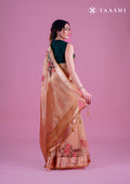Beige Floral Printed Organza Saree - Taashi