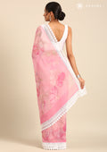 Pink Floral Shimmery Georgette Saree - Taashi