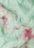 Pastel Green Floral Shimmery Georgette Saree - Taashi