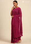 Violet Sequin EmbroideRed Georgette Saree - Taashi