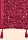 Violet Sequin EmbroideRed Georgette Saree - Taashi