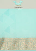 Blue Georgette Printed And Zari Butta Saree - Taashi