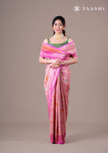 Dusty Pink Jaal Floral Woven Georgette Saree - Taashi