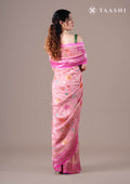 Dusty Pink Jaal Floral Woven Georgette Saree - Taashi