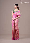Dusty Pink Jaal Floral Woven Georgette Saree - Taashi