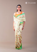 Pista Green Jaal Floral Woven Georgette Saree - Taashi