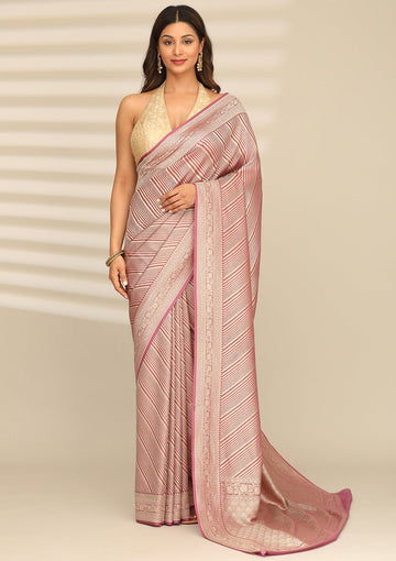Mauve Pure Georgette Khaddi Banarasi Saree