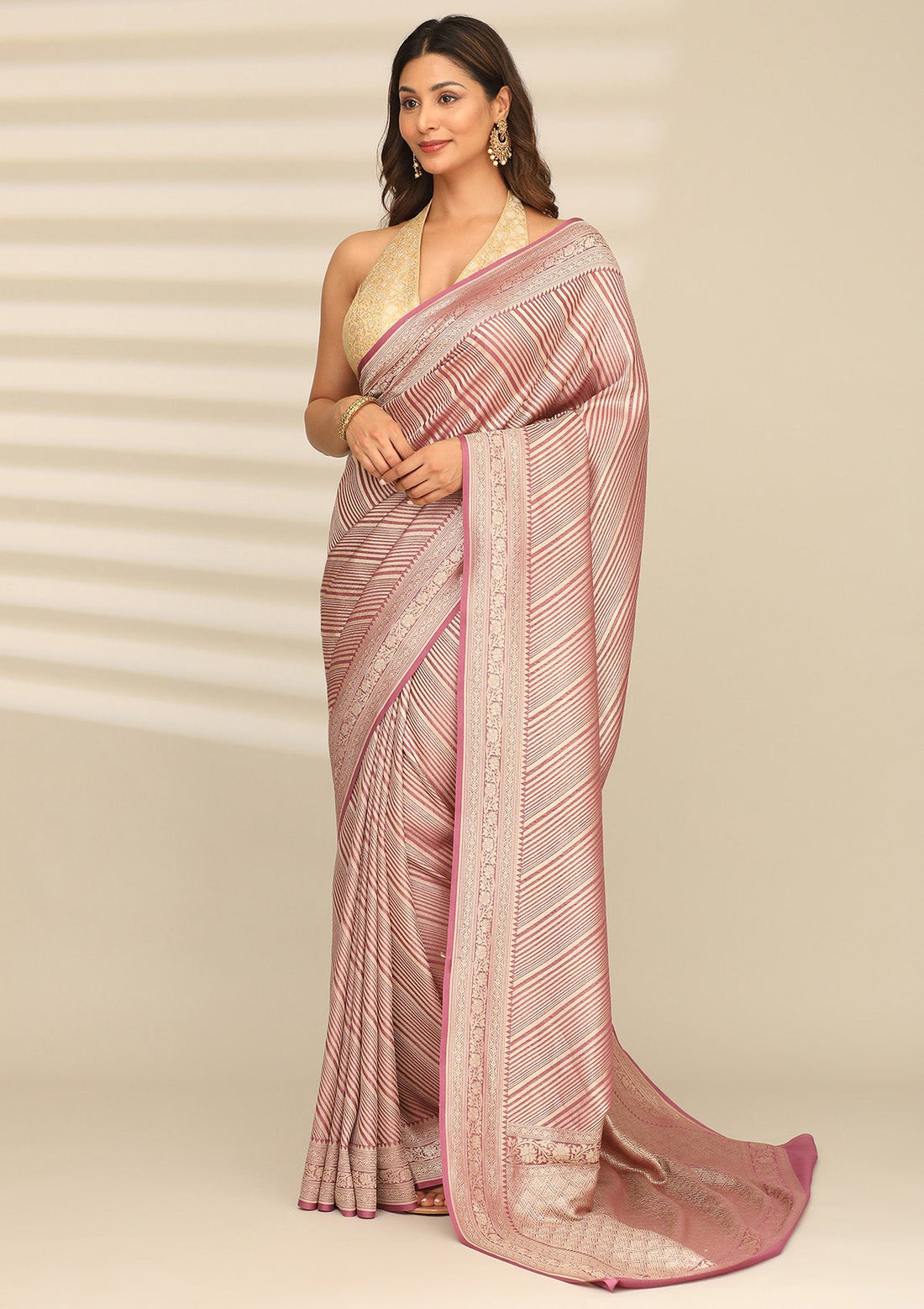 Mauve Pure Georgette Khaddi Banarasi Saree