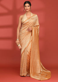 Orange Pure Georgette Khaddi Banarasi Saree