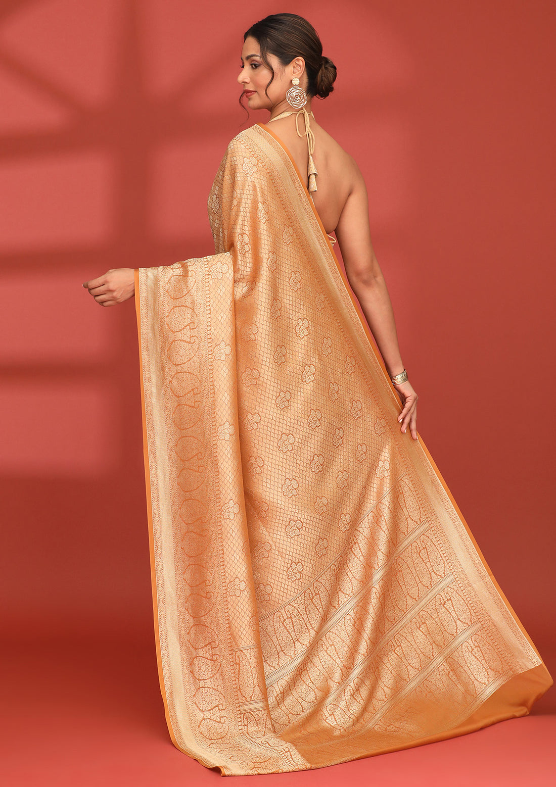 Orange Pure Georgette Khaddi Banarasi Saree
