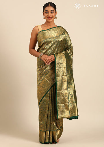 Forest Green Pure Silk Kanjivaram Saree