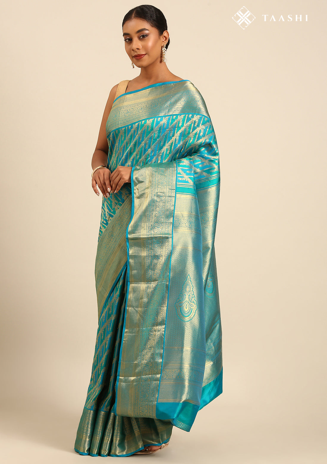 Peacock Green And Blue Kanchipuram Saree