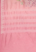 Pink Floral Printed Linen Saree - Taashi