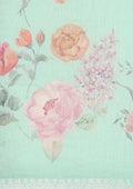 Pastel Green Floral Printed Linen Saree - Taashi