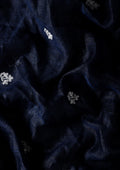 Midnight Blue EmbroideRed And Lace BodeRed Linen Saree - Taashi