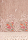 Beige EmbroideRed And Lace BodeRed Linen Saree - Taashi