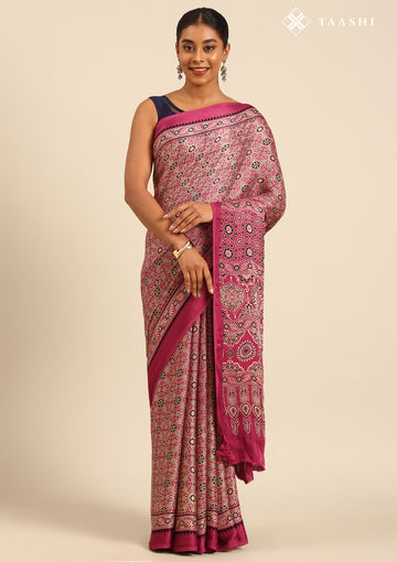 Magenta Ajrakh Print Modal Saree