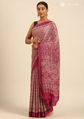 Magenta Ajrakh Print Modal Saree - Taashi