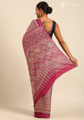 Magenta Ajrakh Print Modal Saree - Taashi