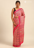 Fuchsia Pink Ajrakh Print Modal Saree - Taashi