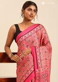 Fuchsia Pink Ajrakh Print Modal Saree - Taashi