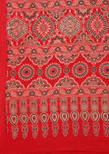 Red Ajrakh Print Modal Saree - Taashi