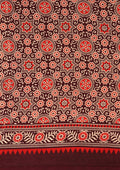 Wine Ajrakh Print Modal Saree - Taashi