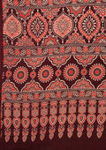 Wine Ajrakh Print Modal Saree - Taashi