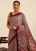 Maroon Ajrakh Print Modal Saree - Taashi