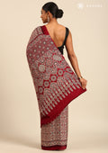 Maroon Ajrakh Print Modal Saree - Taashi
