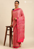 Fuchsia Pink Ajrakh Print Modal Saree - Taashi
