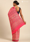 Fuchsia Pink Ajrakh Print Modal Saree - Taashi