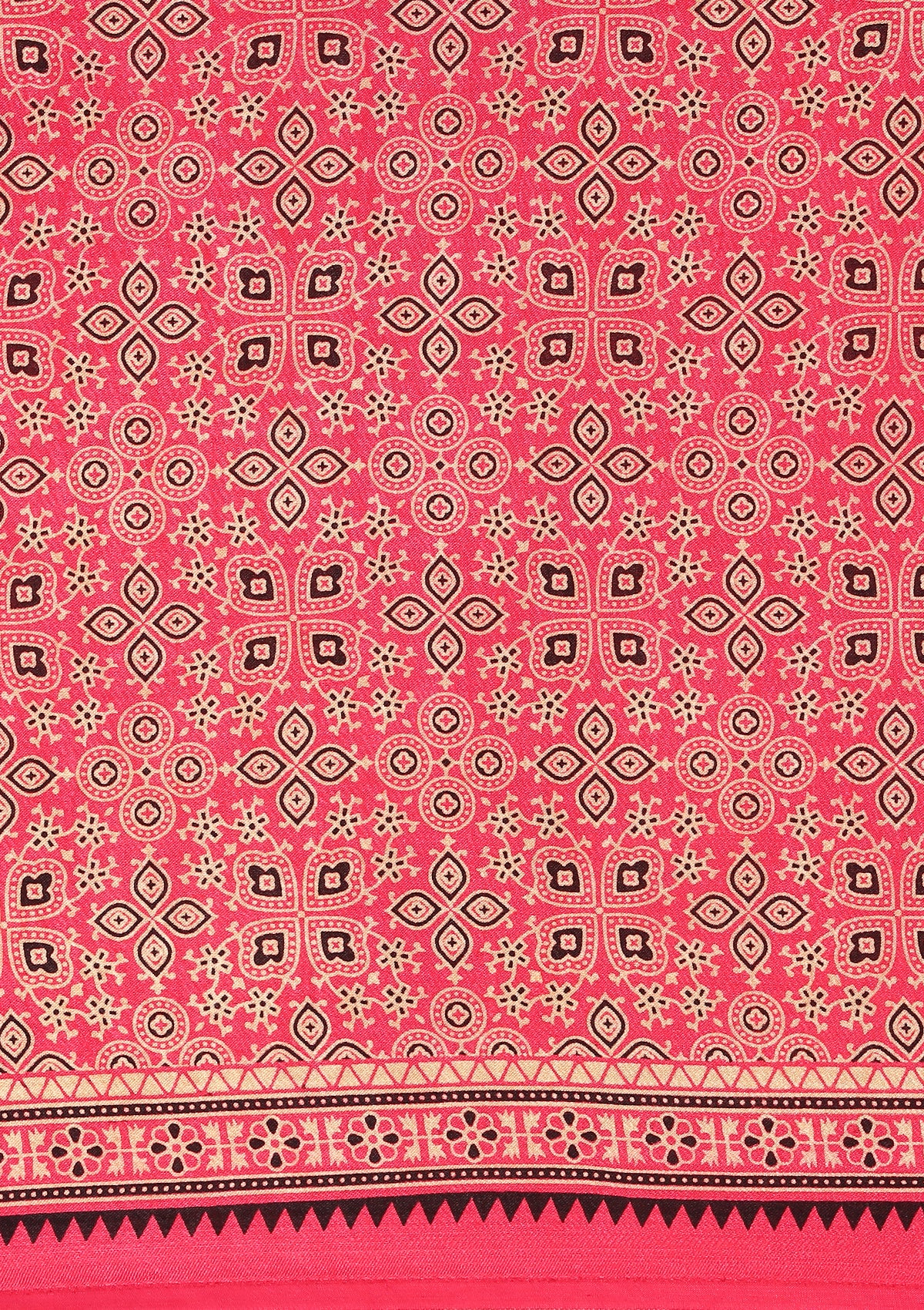 Fuchsia Pink Ajrakh Print Modal Saree - Taashi