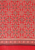 Red Ajrakh Print Modal Saree - Taashi