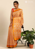 Mustard Ajrakh Print Modal Saree - Taashi