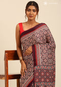 Maroon Ajrakh Print Modal Saree - Taashi