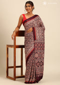 Maroon Ajrakh Print Modal Saree - Taashi