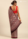 Maroon Ajrakh Print Modal Saree - Taashi