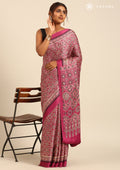 Magenta Ajrakh Print Modal Saree - Taashi