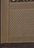 detail image of Taashi's The Midnight Archive Saree - VSTBSW03 | a premium black satin banarasi saree with gold zari brocade on body and dense zari jaal border and pallu showing Border and Pallu till the corner