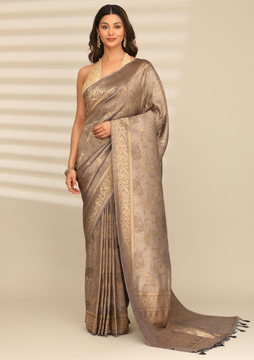 Grey Banarasi Silk Weave Saree