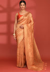 Peach Banarasi Silk Weave Saree