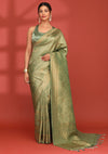 Dusty Green Banarasi Silk Weave Saree