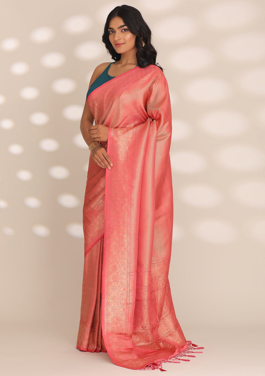 Blush Pink Banarasi Silk Weave Saree