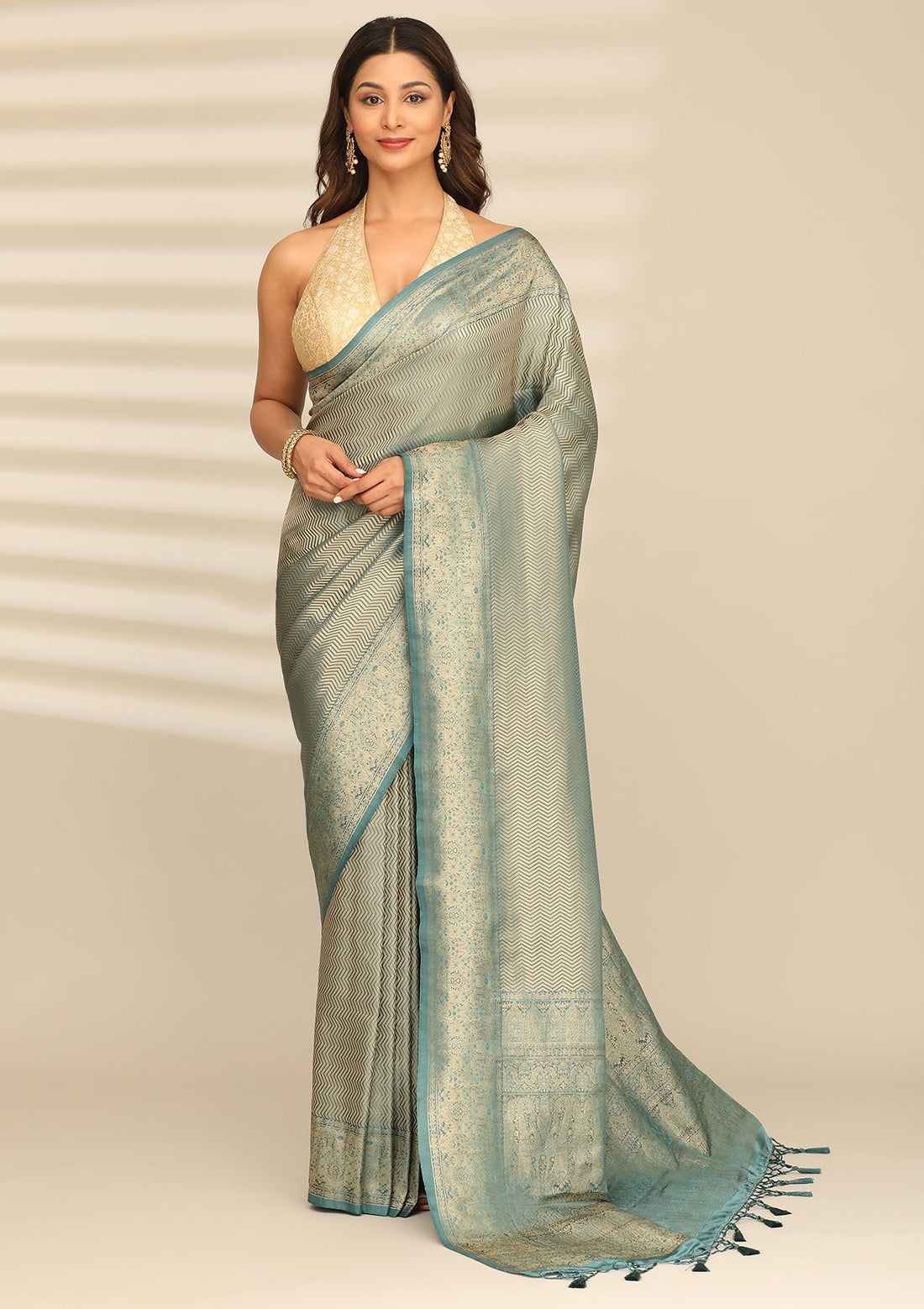 Teal Banarasi Silk Weave Saree