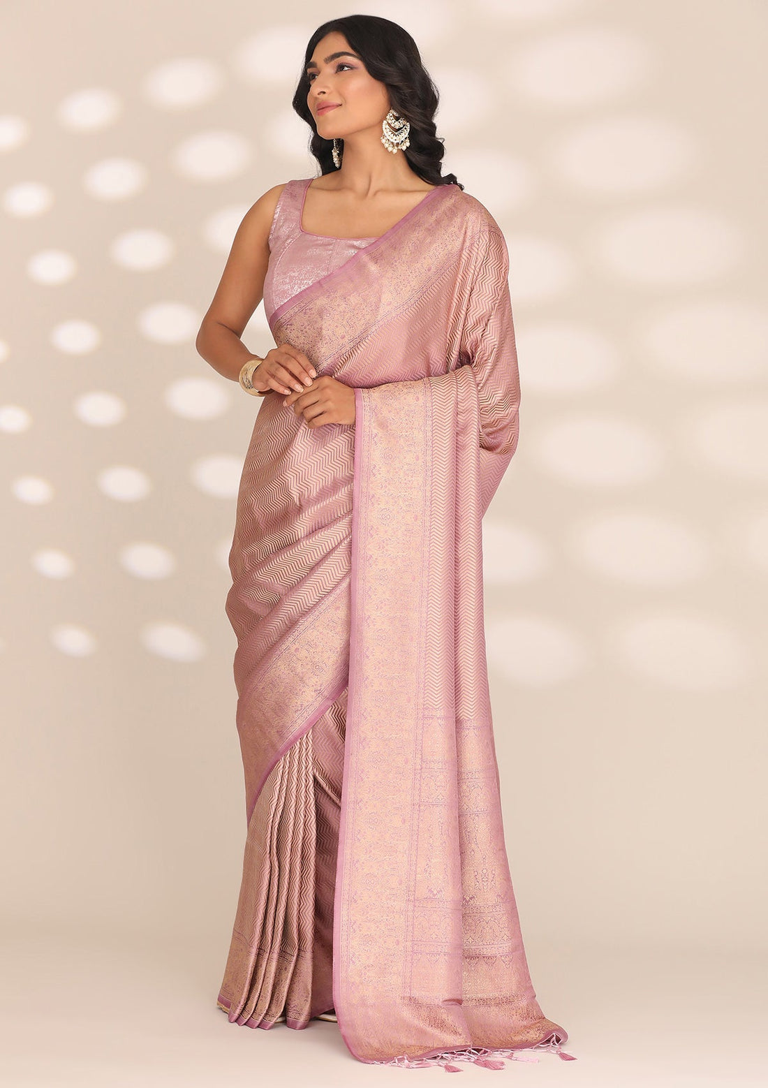 Lilac Banarasi Silk Weave Saree