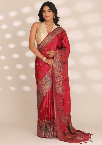Maroon Banarasi Silk Weave Saree