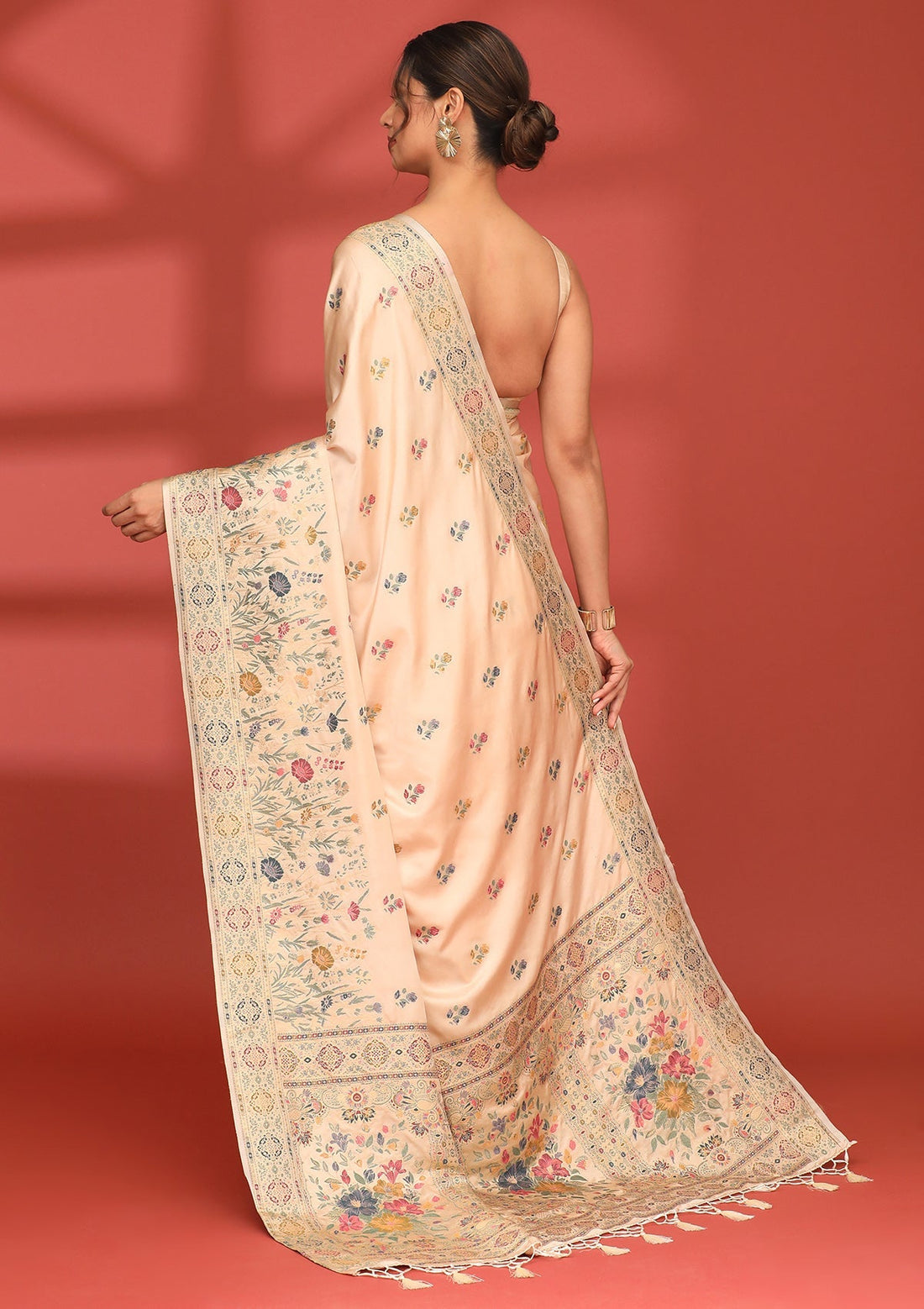 Beige Banarasi Silk Weave Saree