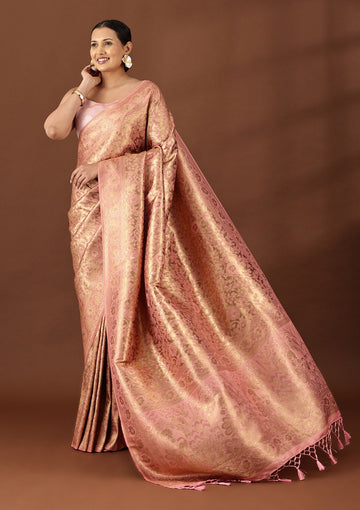 Pink Banarasi Silk Weave Saree